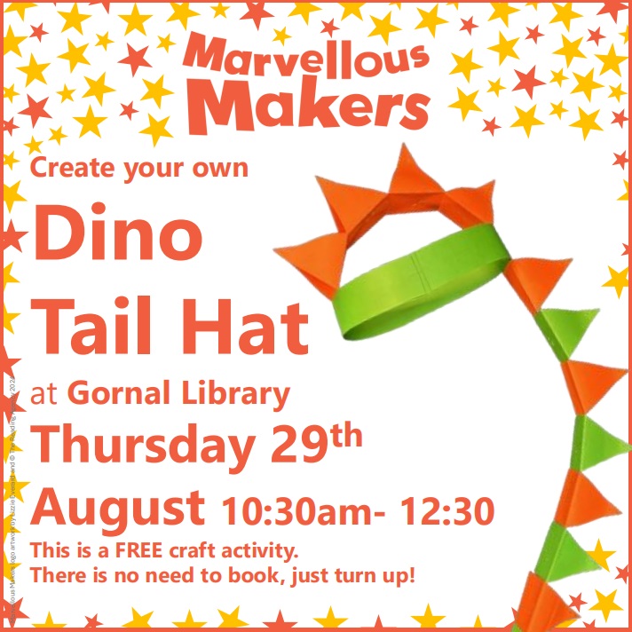 Gornal Library - Dino Tail Hat Craft